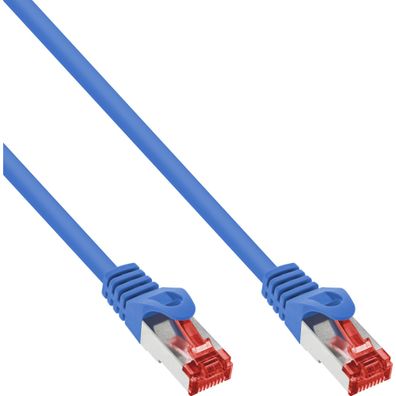 InLine® Patchkabel, S/FTP (PiMf), Cat.6, 250MHz, PVC, Kupfer, blau, 1m, blau