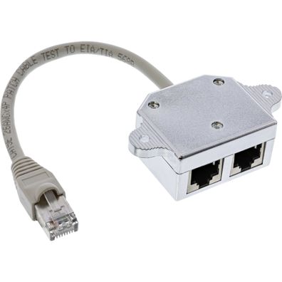 InLine® Cat.5e / ISDN T-Adapter (Port-Doppler) RJ45 Stecker an 2x RJ45 Buchse, 0