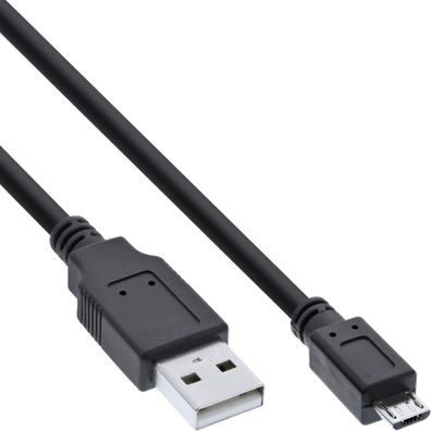 InLine® Micro-USB 2.0 Kabel, USB-A Stecker an Micro-B Stecker, schwarz, 0,5m, sc