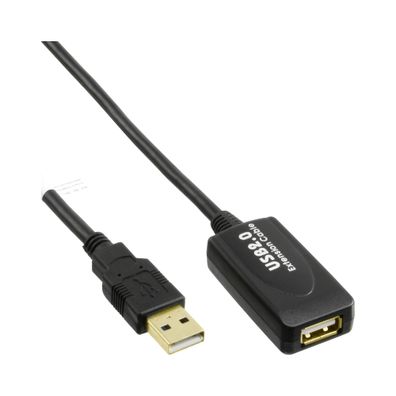 InLine® USB 2.0 Aktiv-Verlängerung, mit Signalverstärkung ZollRepeaterZoll, Stec