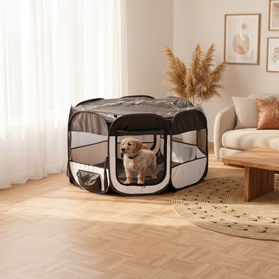 belviona Welpenauslauf aus Oxfordgewebe, faltbar, 110 cm Durchmesser, 64 cm Höhe,