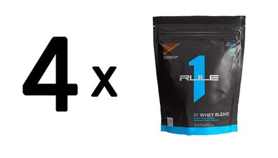 4 x Rule1 R1 Whey Protein (1lb) Chocolate Fudge