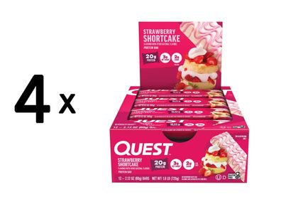 4 x Quest Nutrition Quest Bars (12x60g) Strawberry Shortcake