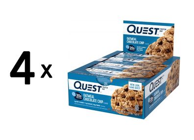 4 x Quest Nutrition Quest Bars (12x60g) Oatmeal Chocolate Chip