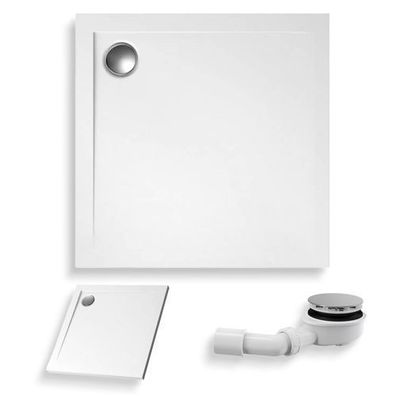Duschwanne Quadratisch Acryl GEOS 80x80x4,5 Weiß | Ablaufgarnitur im SET !