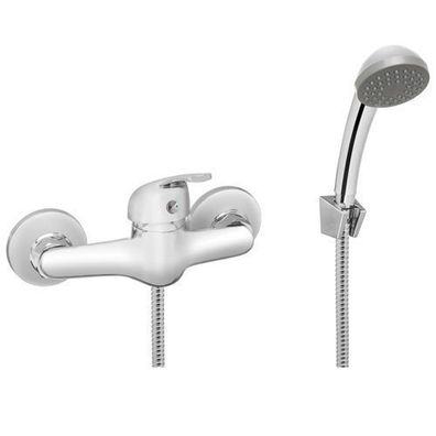 Komplette Set Brausearmatur Wasserhahn MITRIS Brausebatterie für Badezimmer in Silber