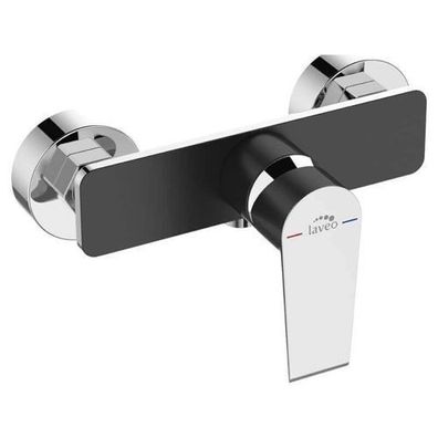 Brausearmatur Wasserhahn LARGO Brausebatterie für Badezimmer in Schwarz-Silber