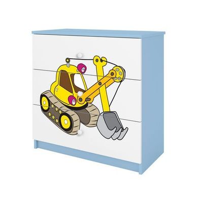 Kinderkommode mit Schubladen Excavator in der Farbe Blau Babydreams