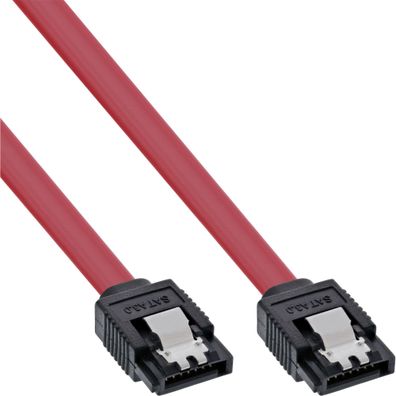 InLine® SATA 6Gb/s Kabel, mit Lasche, 0,75m, rot