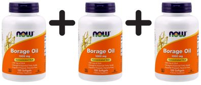 3 x NOW Foods Borage Oil, 1000mg - 120 softgels