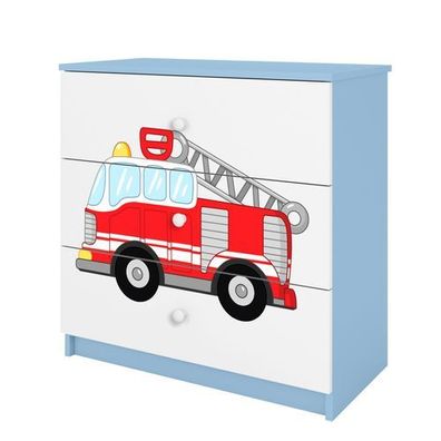 Kinderkommode mit Schubladen Löschzug in der Farbe Blau Babydreams