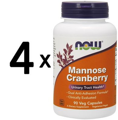 4 x NOW Foods Mannose Cranberry - 90 vcaps