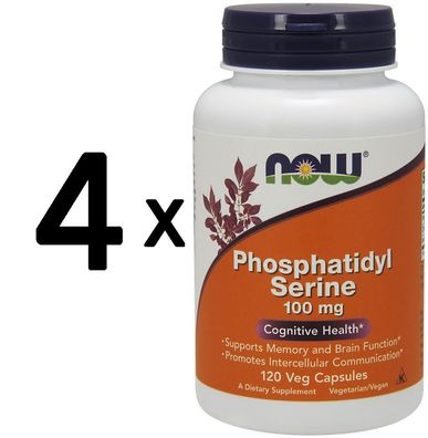 4 x NOW Foods Phosphatidyl Serine, 100mg - 120 vcaps