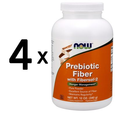 4 x NOW Foods Prebiotic Fiber with Fibersol-2 - 340g