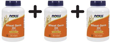 3 x NOW Foods Wheat Germ Oil, 1130mg - 100 softgel