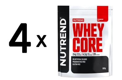 4 x Nutrend Whey Core, Strawberry - 900g