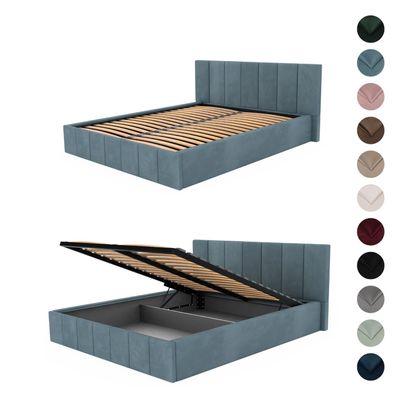 Muralo Polsterbett für Schlafzimmer Doppelbett mit Polsterkopfteil Premium