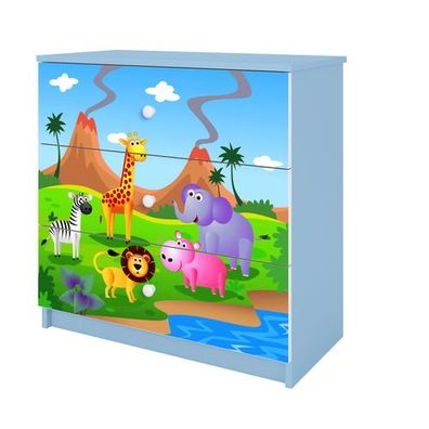 Kinderkommode mit Schubladen Safari in der Farbe Blau Babydreams