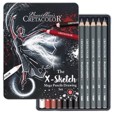 Cretacolor Mega Künstlerstifte X-Sketch 12-teiliges Set