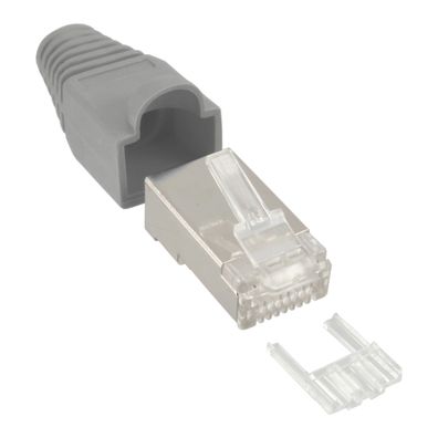 InLine® Crimpstecker RJ45 geschirmt, mit Knickschutz und Einfädelhilfe, 10er Pac