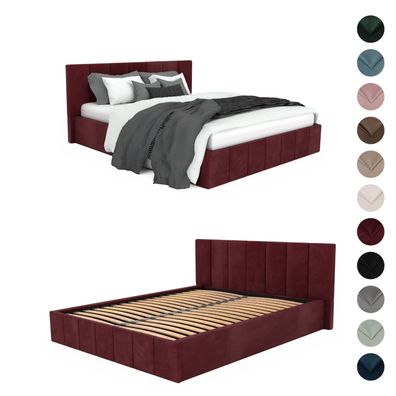 Muralo Polsterbett Premium Bett mit Bettkaste Doppelbett mit Polsterkopfteil