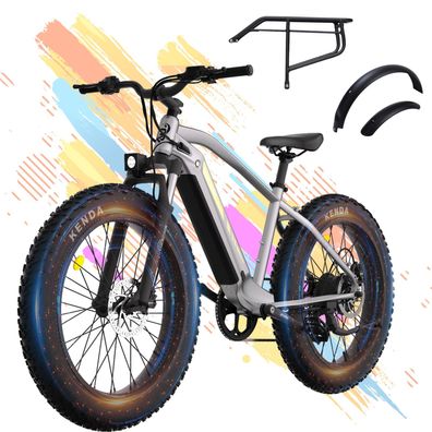 E-Bike 26 Zoll Fatbike 250W 48V 13,5Ah Akku, Shimano 7-Gang, 25km/h Stadt & Gelände