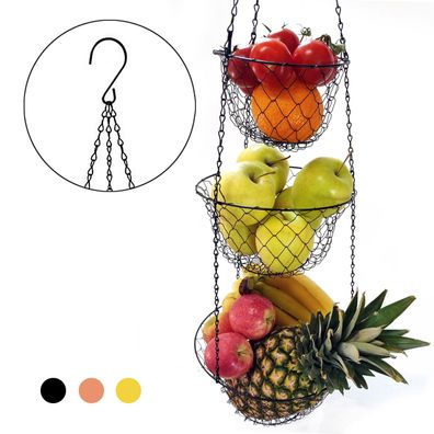 3 Etagen Obst-Pflanzen-Gemüse-Hängekorb Aufhängen 86cm bis 5 Kg handgemachtes Produkt