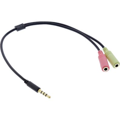 InLine® Audio Headset Adapterkabel, 3,5mm Klinke Stecker 4pol. an 2x 3,5mm Klink