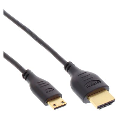 InLine® HDMI Superslim Kabel A an C, HDMI-High Speed mit Ethernet, Premium/ gold