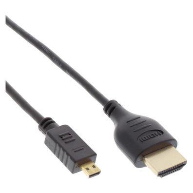 InLine® HDMI Superslim Kabel A an D, HDMI-High Speed mit Ethernet, Premium/ gold