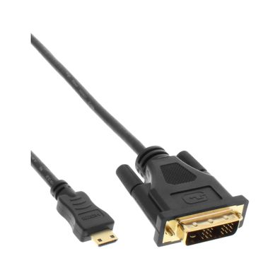 Mini-HDMI zu DVI Kabel, HDMI Stecker C zu DVI 18 + 1, verg. Kontakte, 2m
