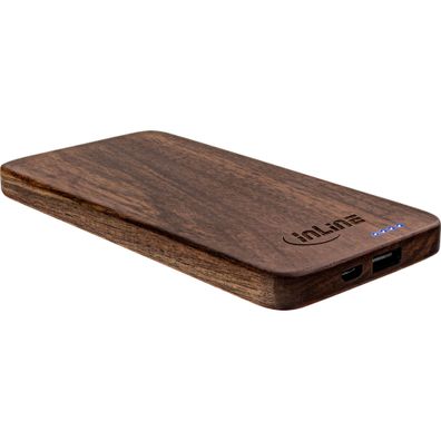 woodplateUSB Powerbank 5.000mAhmit LED Status AnzeigeEchtholzWalnuss2.1A Ausgabe