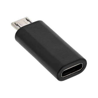 InLine® USB 2.0 Adapter, Micro-USB Stecker auf USB Typ-C Buchse, schwarz