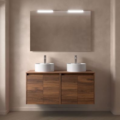 Salgar Badezimmermöbel NOJA 1200 4 Türen Nussbaum MAYA + Waschtisch-Platte