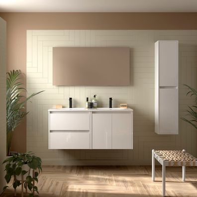 Salgar Badezimmermöbel NOJA 1200 2 Türen und 2 Schubladen WHITE GLOSS + Waschtisch +