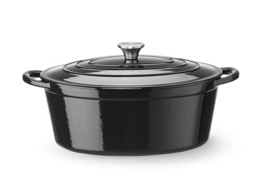 Emaillierter Gusseisentopf, HENDI, 6,88L, Schwarz, 405x255x(H)134mm