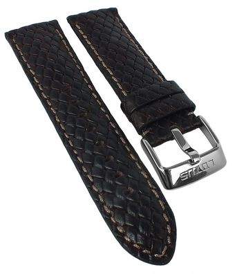 Lotus Watch | Uhrenarmband Leder braun Flechtmuster | 15352/C