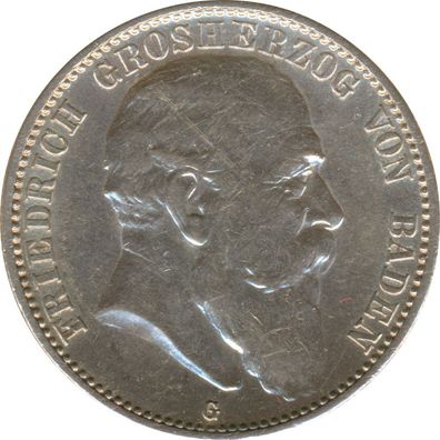 Baden 2 Mark 1904 G Friedrich I Silber*