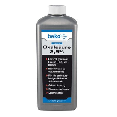 beko TecLine Oxalsäure 3,5% 1000ml Entgrauer, Rostentferner, Holz