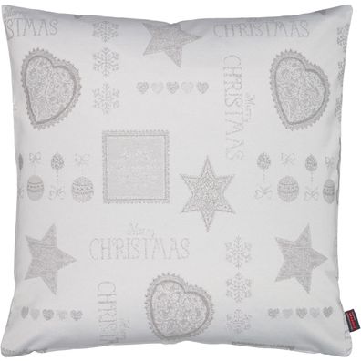 Kissenbezug Weihnachten Kissenhülle Landhaus 50 x 50 Kissen Mars Silber Bestickt
