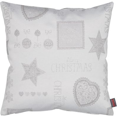 Kissenbezug Weihnachten Kissenhülle Landhaus 40 x 40 Kissen Mars Silber Bestickt