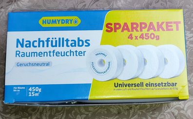 Tab für Humydry Raumentfeuchter - Nachfülltabs 4 x 450g - Neu ovp !