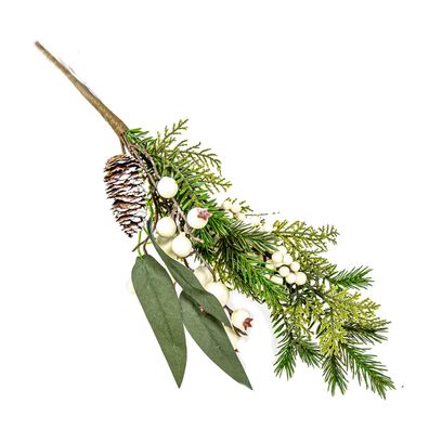 B&S Tannenzweig künstlich 50 cm mit Beeren und Zapfen