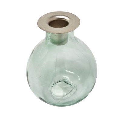 Bauchiger Kerzenhalter Retro-Look Getöntes grünes Glas Ø 10 cm Höhe 12 cm