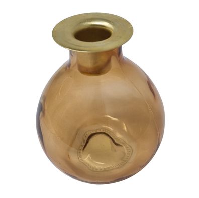 Bauchiger Kerzenhalter Retro-Look Getöntes Amber Glas Ø 10 cm Höhe 12 cm