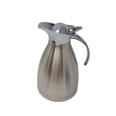 Vakuum Isolierkanne Edelstahl satiniert – 1L Heiß 24h & Kaffeekanne