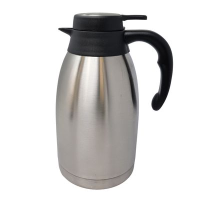 Vakuum Isolierkanne Edelstahl satiniert – 2L Heiß 24h & Kaffeekanne