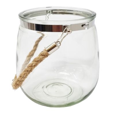 Windlicht Glas Teelicht Landhaus – Romantisches Gartenlicht Jute Henkel