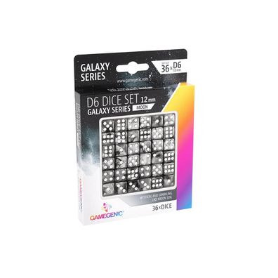 W6 Würfel Set Galaxy Serie – 36 Acryl Würfel mit Glitzer (12mm)