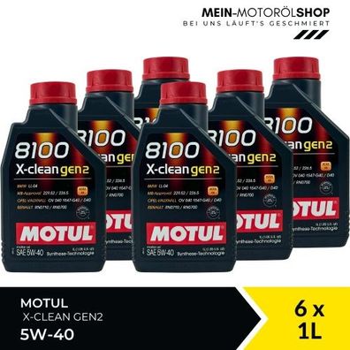 Motul 8100 X-clean GEN2 5W-40 6x1 Liter